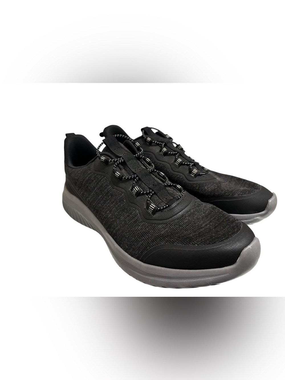 Men's Black Knit Casual Sneakers with Gray Sole